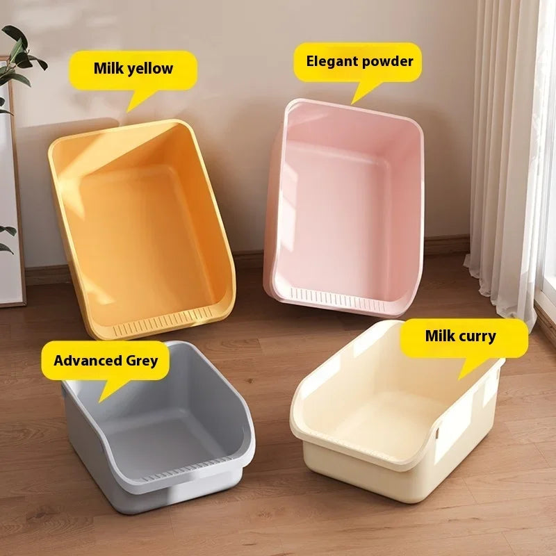 Oversized Semi-Enclosed Cat Litter Box Anti-Splash Kitten Toilet