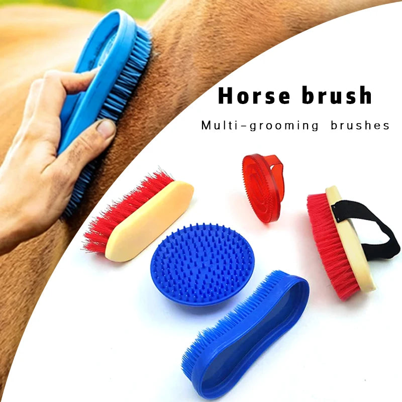 Equestrian Horse Grooming Brush Set, Universal Pet Cleaning Massage Tools for Bathing, Shedding & Care