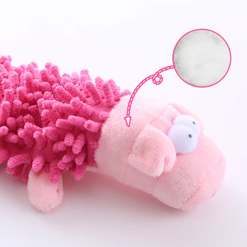 Squeaky Plush Mop Frog Hippo Teeth Grinding Toy for Dogs