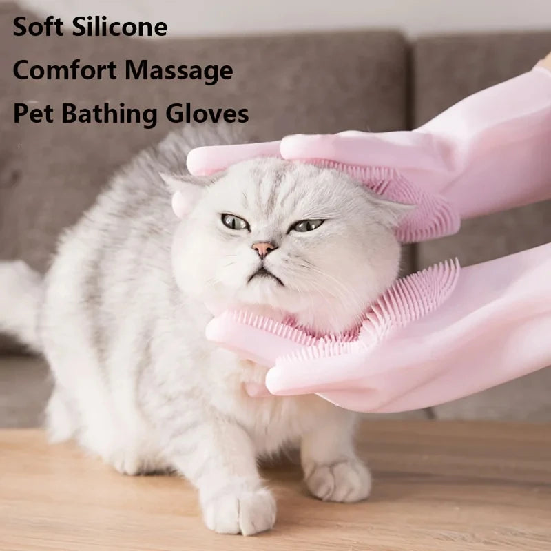 Pet Grooming Cleaning Glove Dog Cat Bathing Shampoo Scrubber