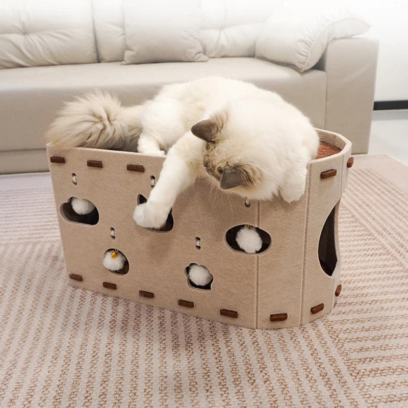 Foldable Tunnel Enclosed Cat Bed Cave Large