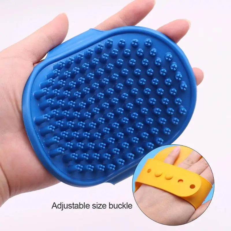 Pet Bath Brush Dog Cat Silicone Massage Glove Adjustable Strap Hair Remover