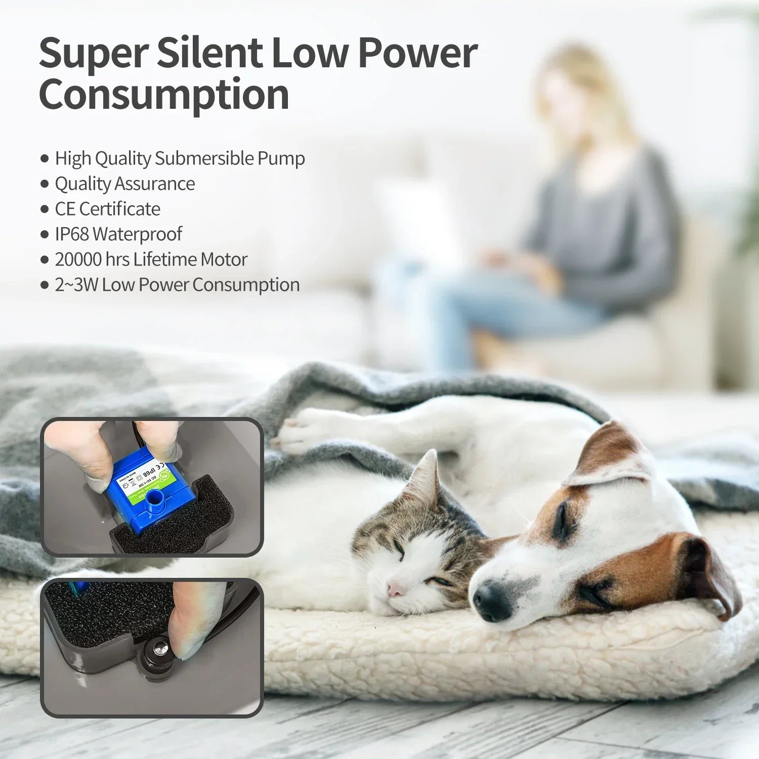 Ultra-Silent 2L Cat Water Fountain | Whisper-Quiet Pet Fountain USA