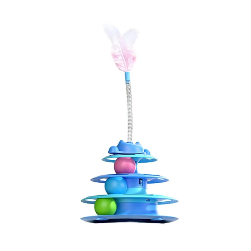 Interactive Cat Turntable Toy Feather Wand | PawJoy USA