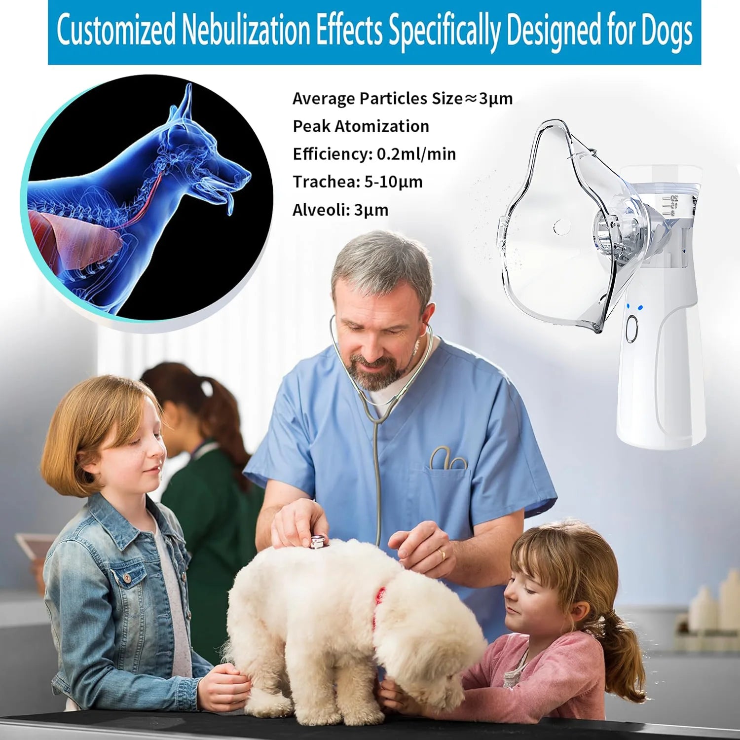 Handheld Pet Nebulizer Inhaler for Dogs Cats Respiratory Relief