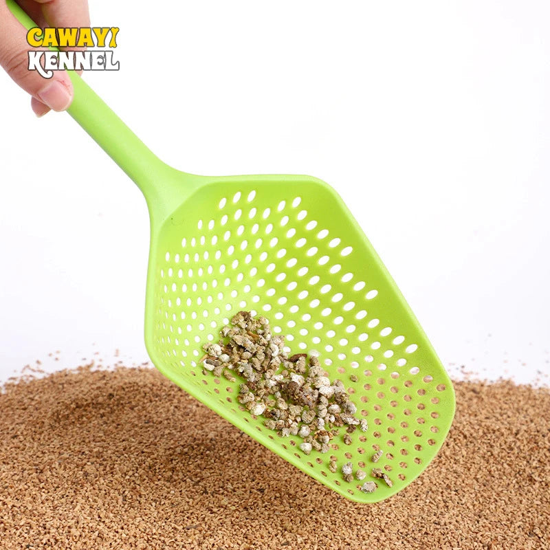 Large cat litter scoop sifter, green PP plastic with perforated deep shovel