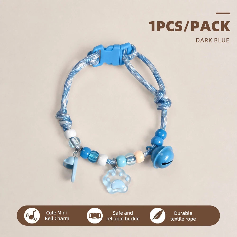 Cute Beaded Pet Collar Adjustable Bell Anti-Lost Cats Dogs