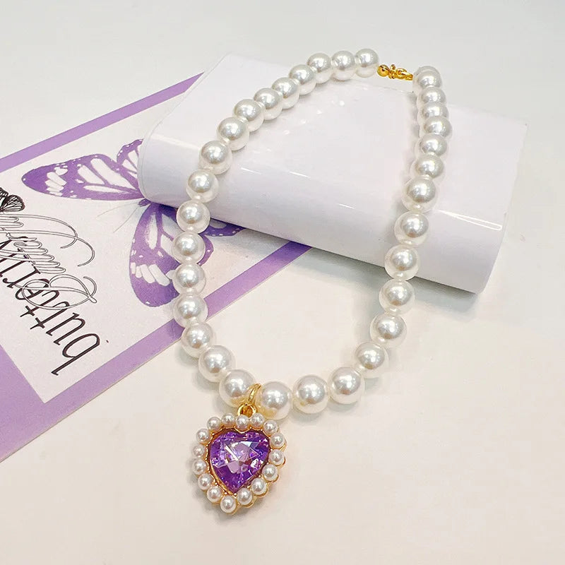 Cute Pearl Cat Collar Adjustable Kitten Necklace Summer
