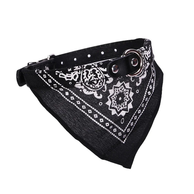 PU Cat Dog Collar Scarf Small Medium Dogs Adjustable Puppy