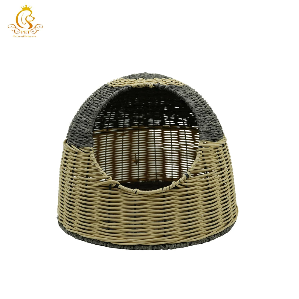 Rattan Pet House for Small Dogs Cats Cute Animal Home