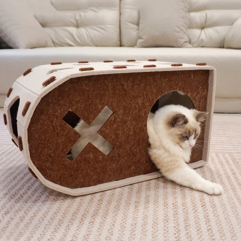 Foldable Tunnel Enclosed Cat Bed Cave Large