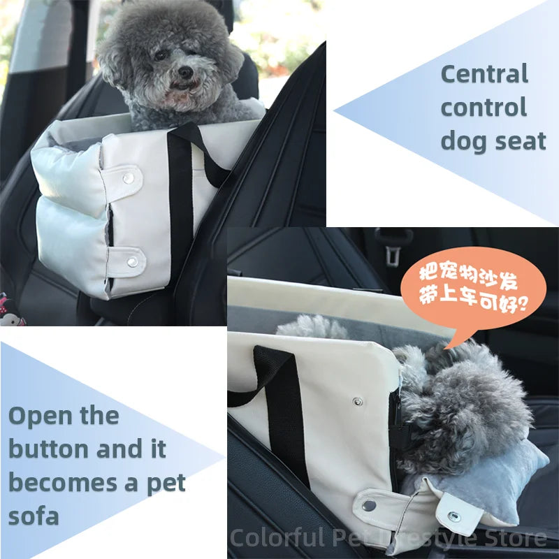 PU Leather Dog Car Seat Central Control Pet Carrier