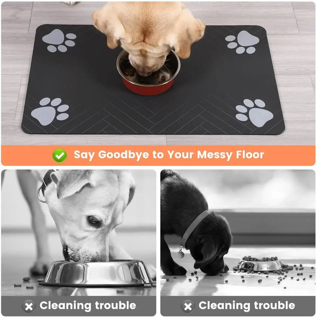 Quick-Dry Absorbent Pet Placemat with Waterproof Rubber Backing