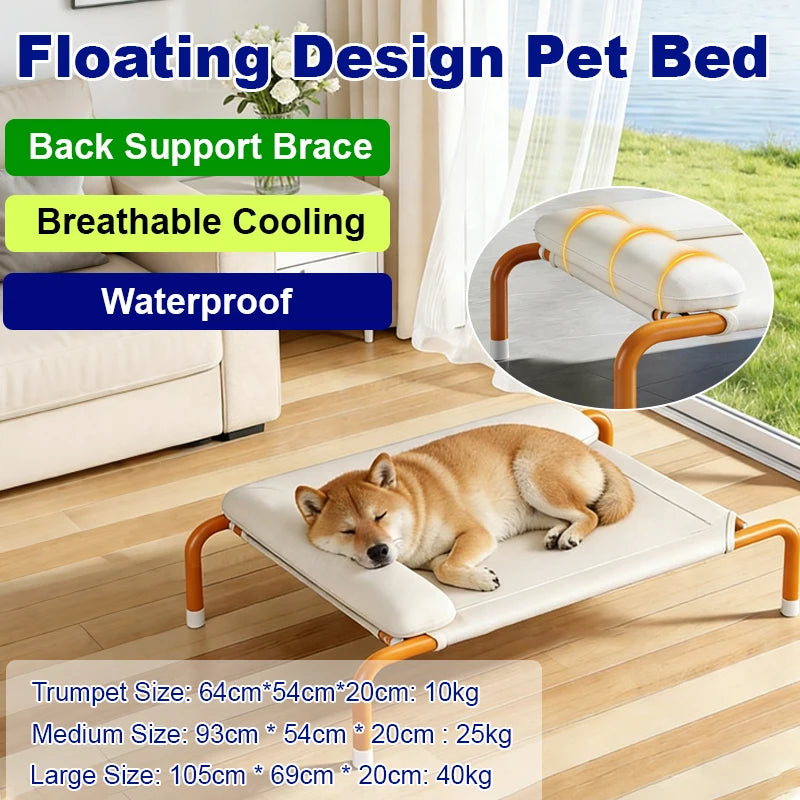 Elevated Breathable Mesh Dog Bed with Removable Pillow Cats Dogs