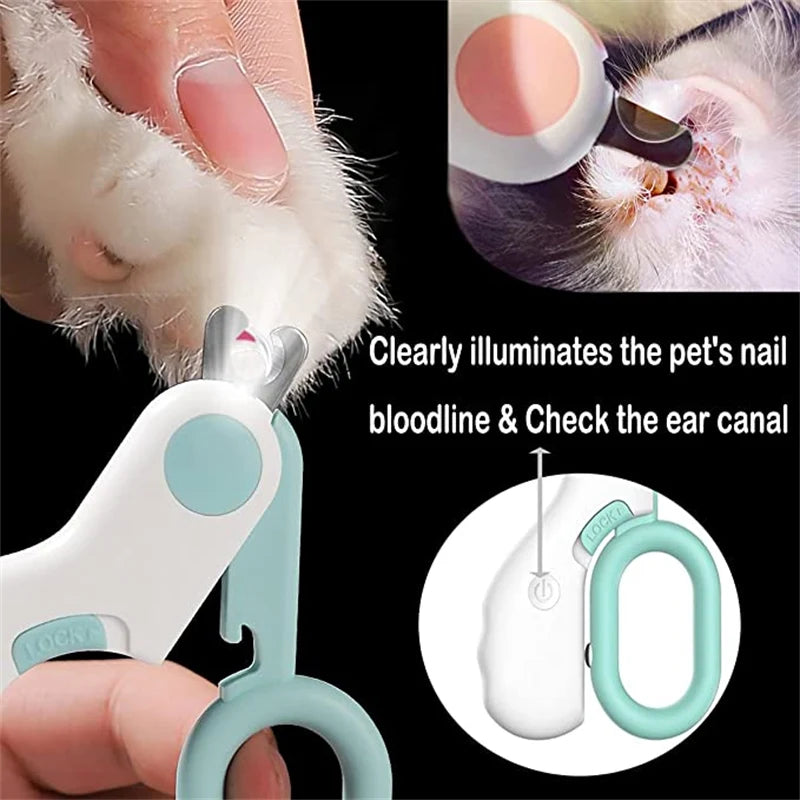 Professional Cat Nail Clipper LED Light Dog Grooming Claw Scissors