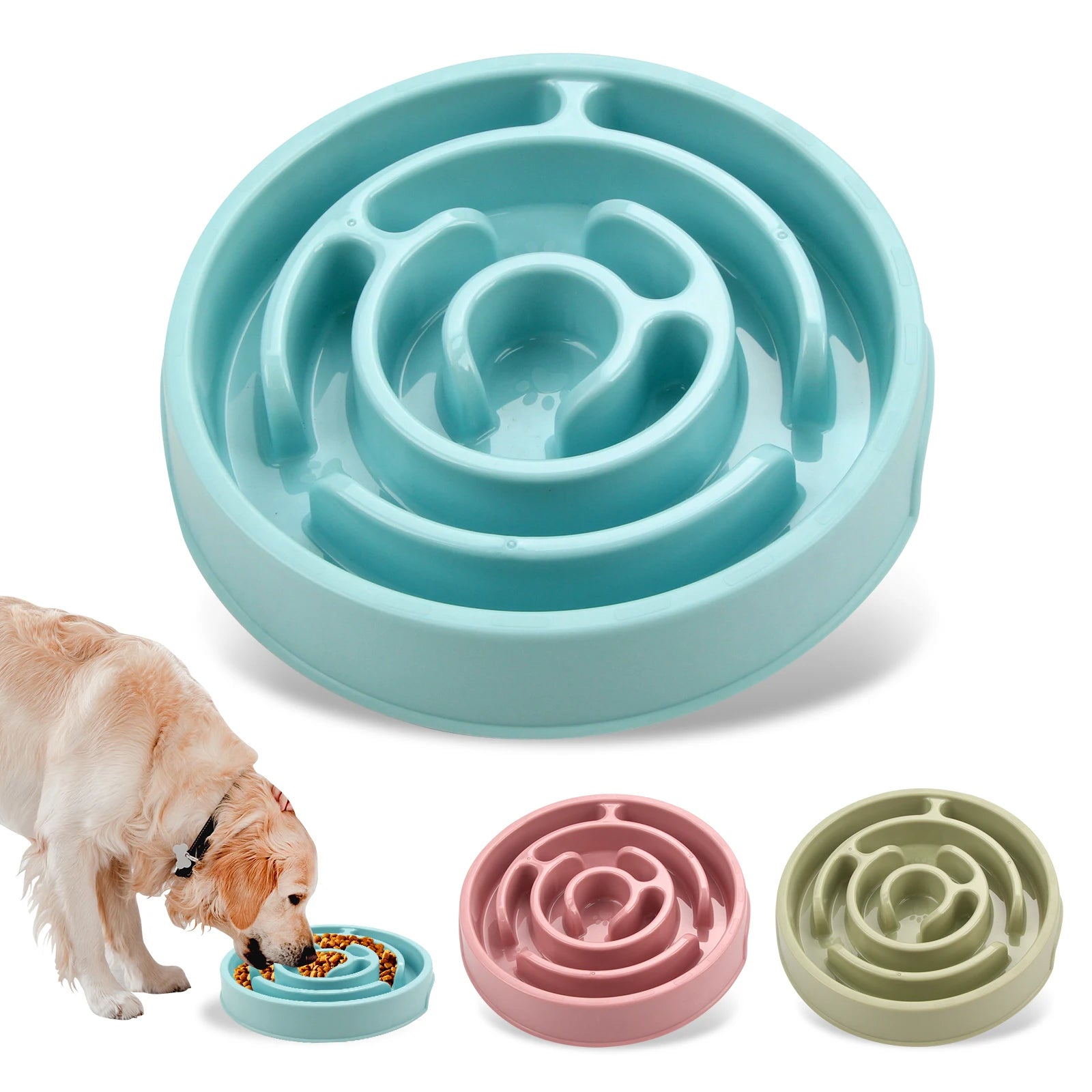 Eco Non-Slip Anti-Gulping Slow Feeder Dog Bowl All Sizes
