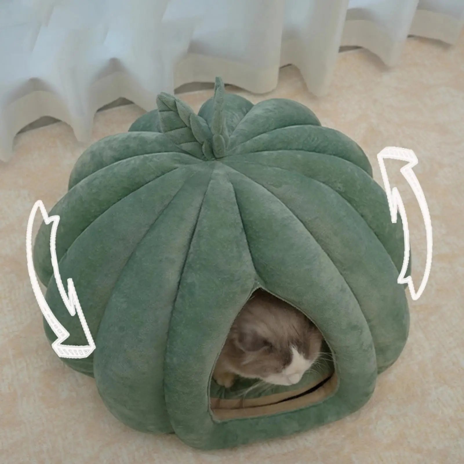 Pumpkin Cat House Enclosed Bed for Kittens