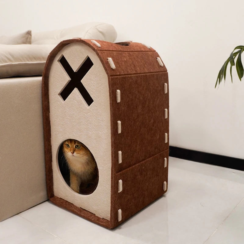 Foldable Tunnel Enclosed Cat Bed Cave Large