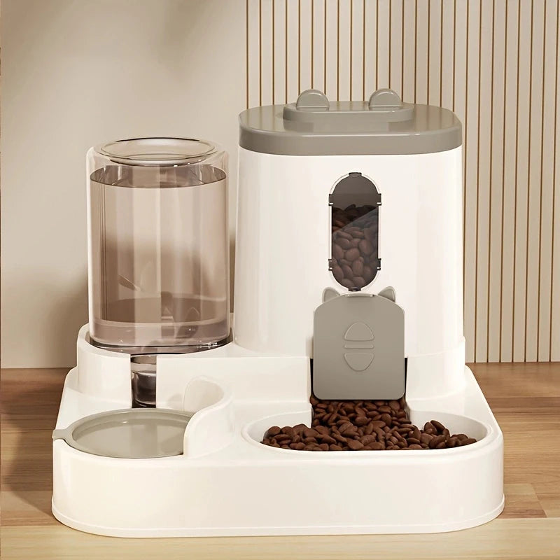 Integrated Auto Water Dispenser Cat Dog Food Bowl Pet Feeder