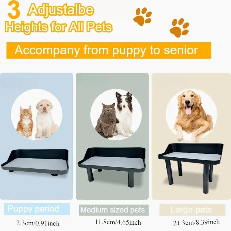 Adjustable Raised Dog Bowl Stand with Non-Slip Silicone Mat