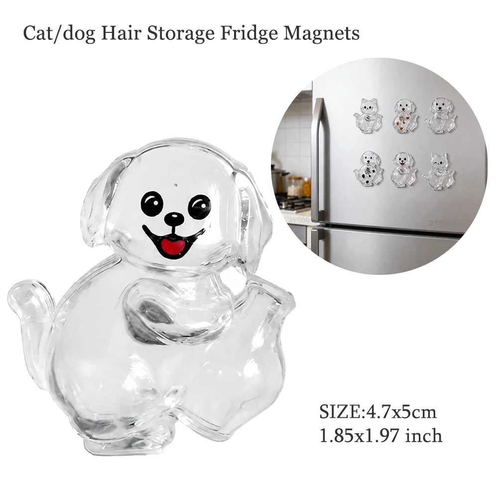 Clear resin pet magnet keychain shaped like a panda dog with red tongue