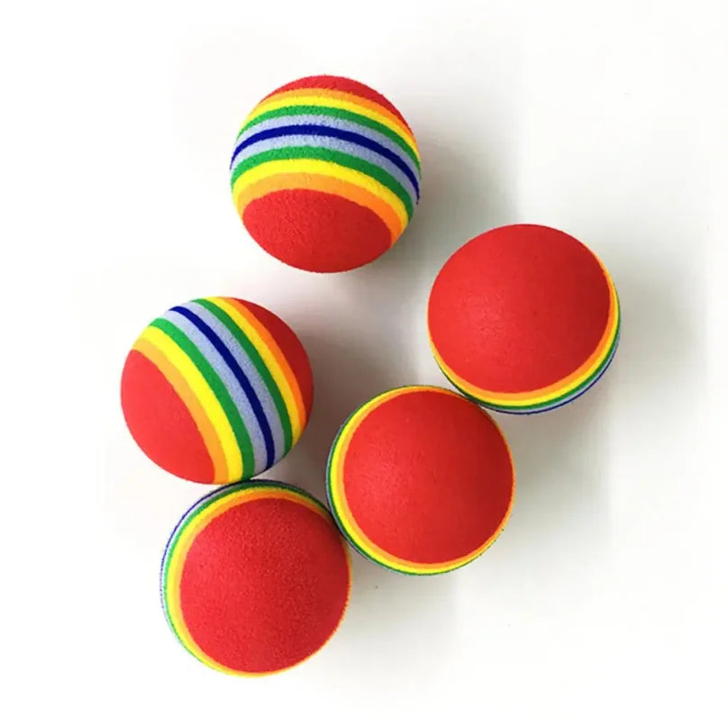 Colorful Rainbow Foam Fetch Ball Soft Chew Toy for Dogs