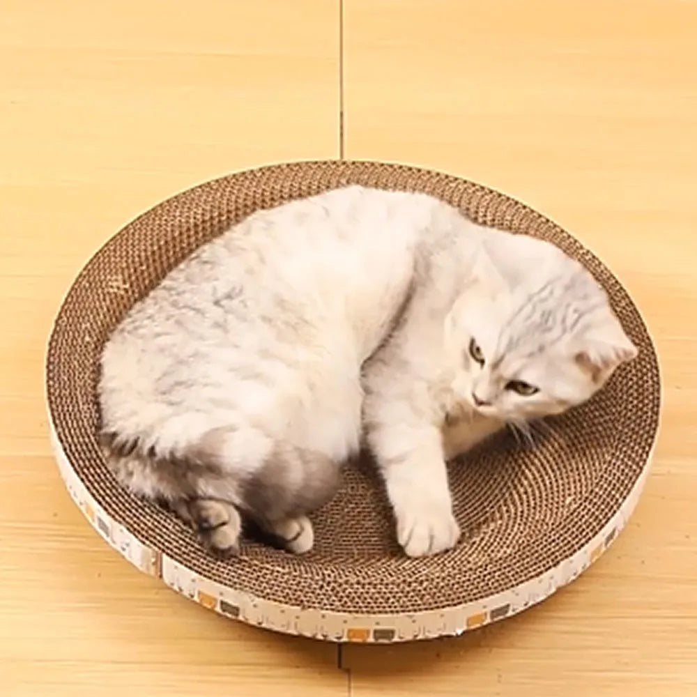 Corrugated Cardboard Cat Scratcher Round Oval Shape - Claw Grinding Toy