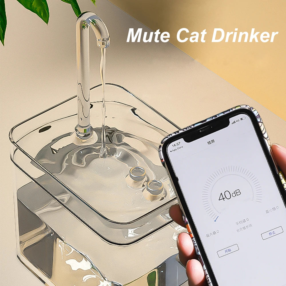 USB Cat Water Fountain Transparent Auto Filter Mute Recirculating Dispenser