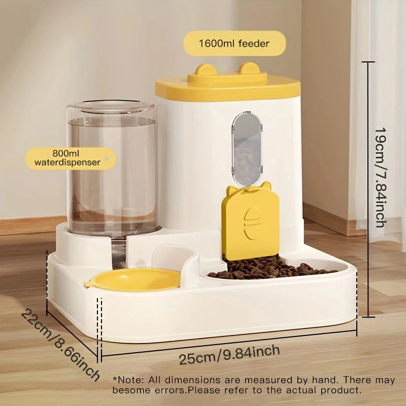 Integrated Auto Water Dispenser Cat Dog Food Bowl Pet Feeder