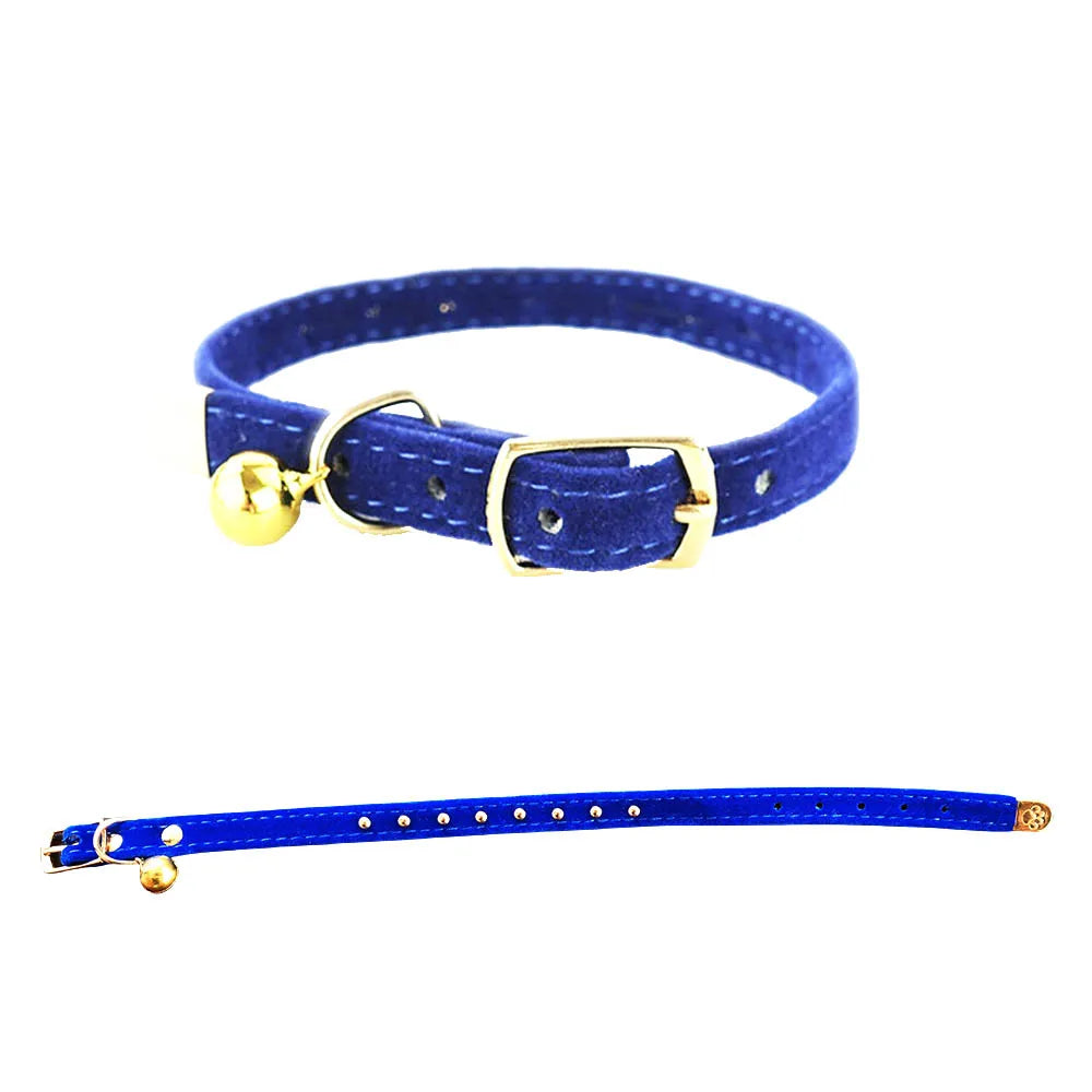 Cat Collar Bell Safety Adjustable Solid Kitten Dog Necklace
