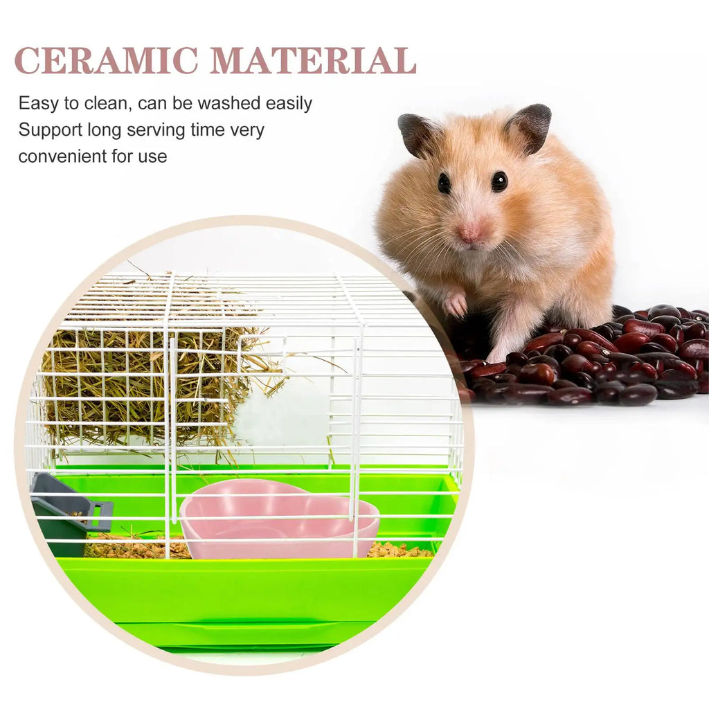 Heart Shape Ceramic Pet Bowl for Hamsters Guinea Pigs Squirrels