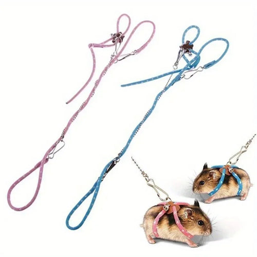 Adjustable soft-strap pet leashes, pink and blue with chain and clips