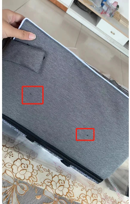Gray pet car seat with zipper edge and fabric panel detail