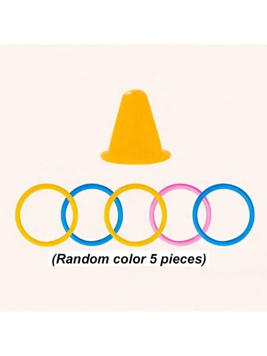 Rabbit chew toy: yellow ice-cream cone with multicolor plastic rings