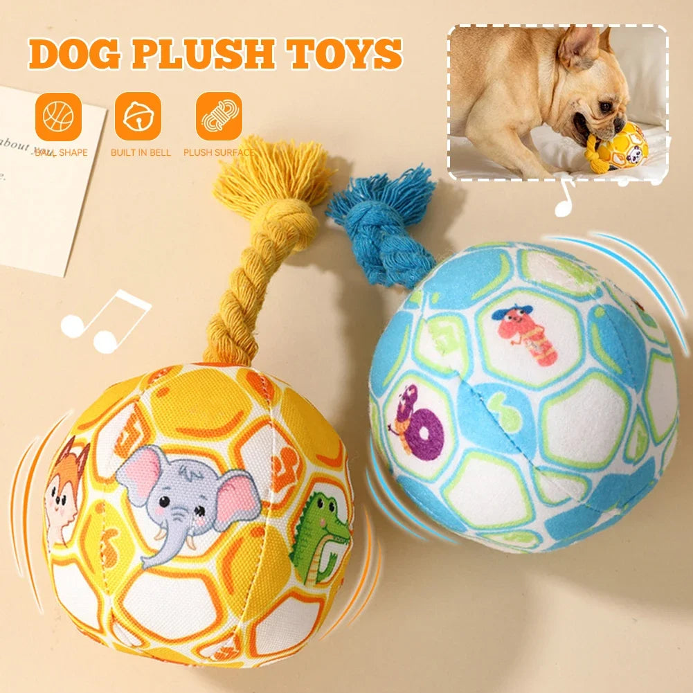 Soft Elastic Soccer Giggle Ball Cotton Rope Toy Large Dogs