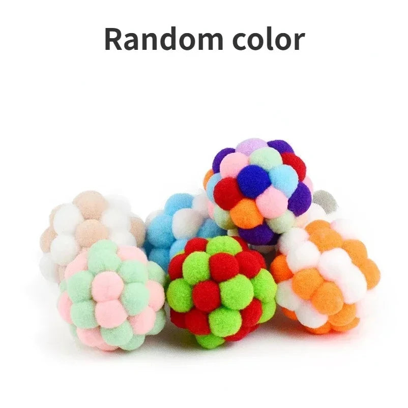 Colorful Plush Bell Ball Toy for Cats and Dogs Play