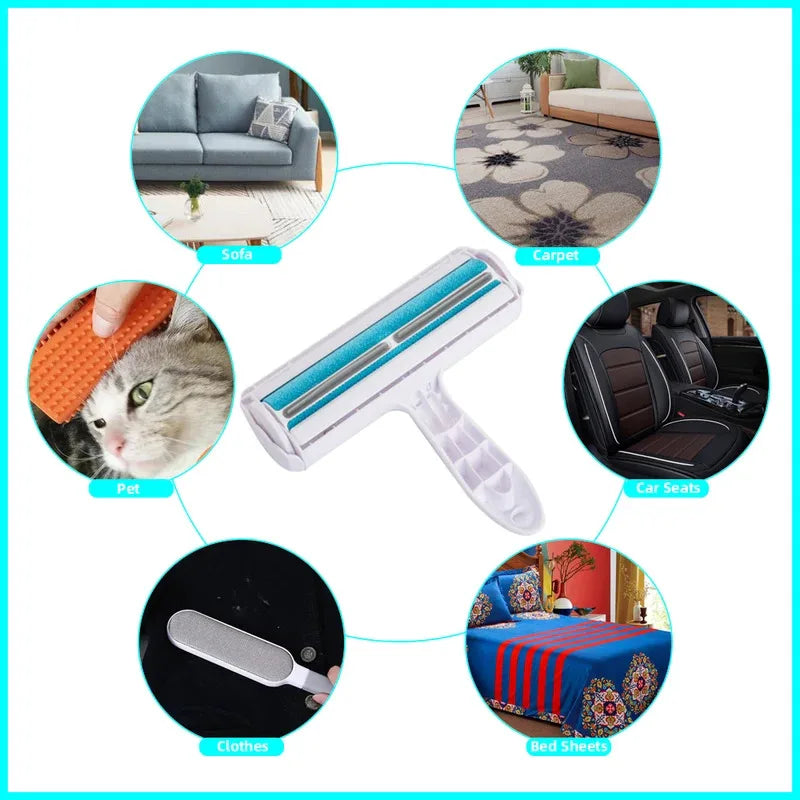Pet hair remover roller for sofa, carpet, car seats, and clothes in use