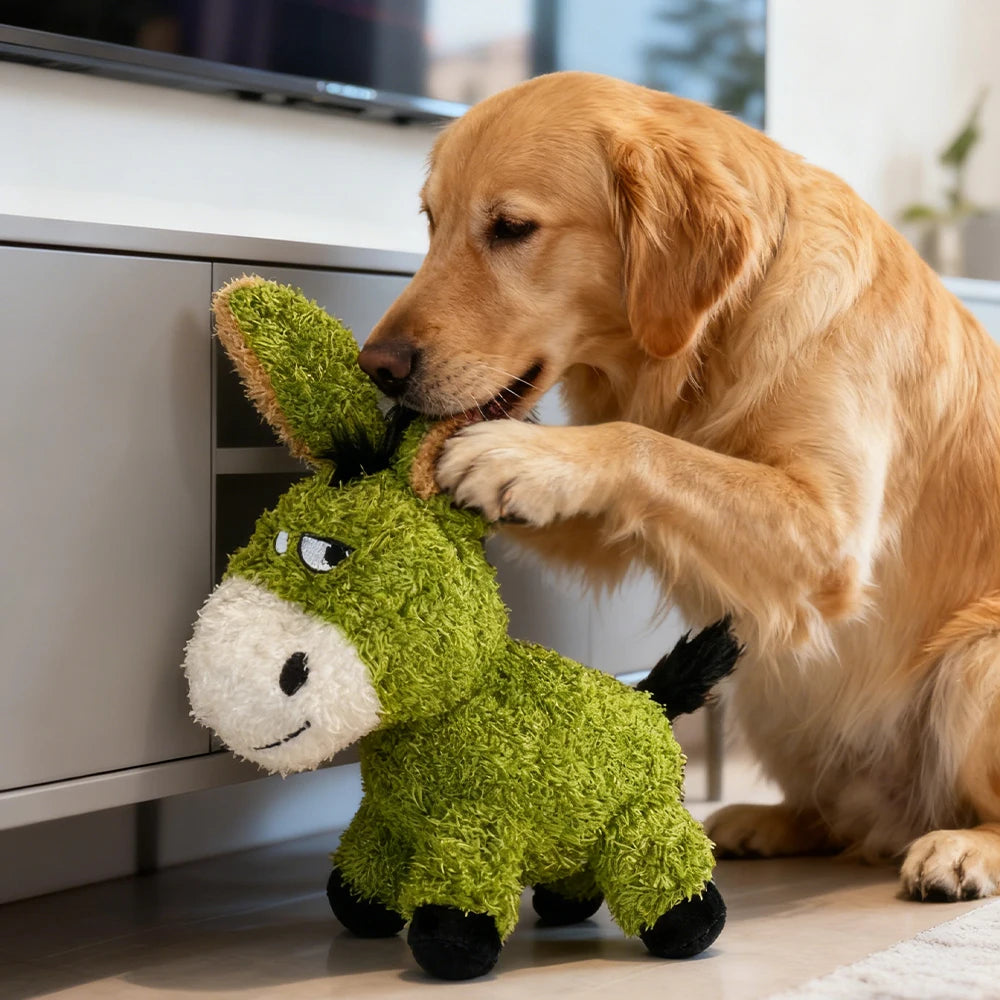 Bite-Resistant Donkey Plush Squeaky Toy for Dogs Cats