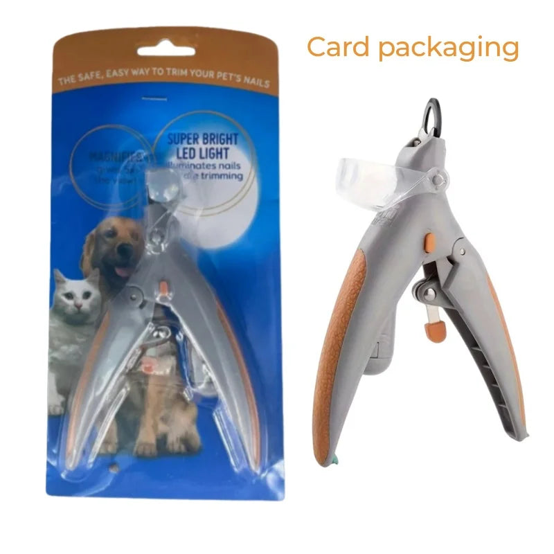 Pet Cat Dog Nail Clippers LED Light Polishing Cleaning Supplies