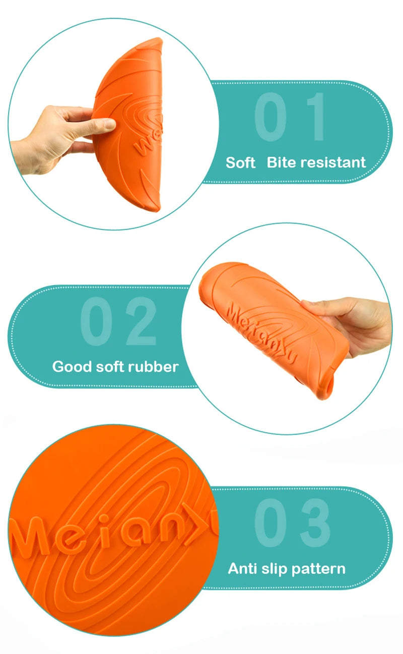 Multicolor Silicone Flying Disc Chew Outdoor Training Dog Toy
