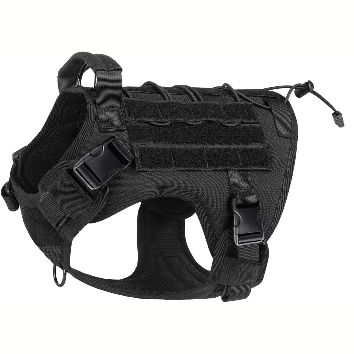 No-pull service dog harness vest with front handle and adjustable straps, dark gray/black