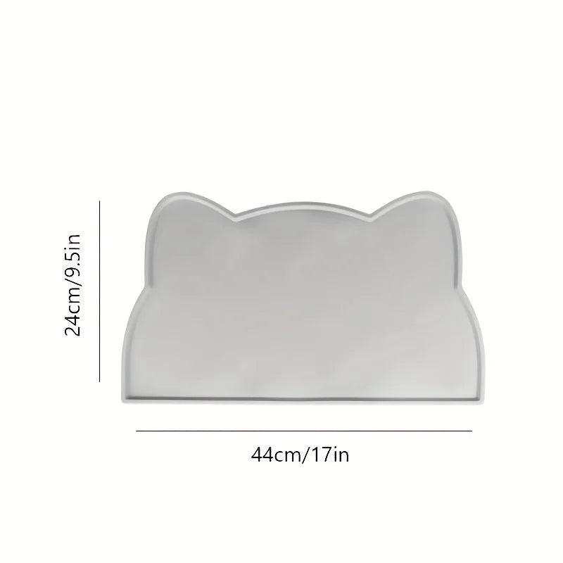 Thin Silicone Waterproof Cat Food Mat with Raised Edge