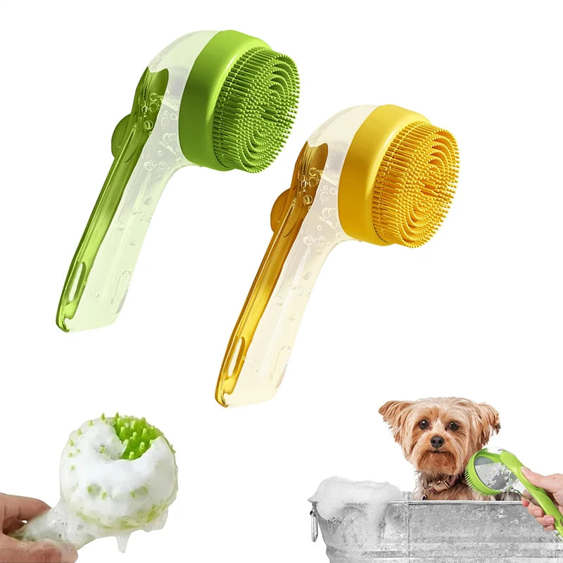 Pet Bath Brush Silicone Shampoo Dispenser for Dogs Cats