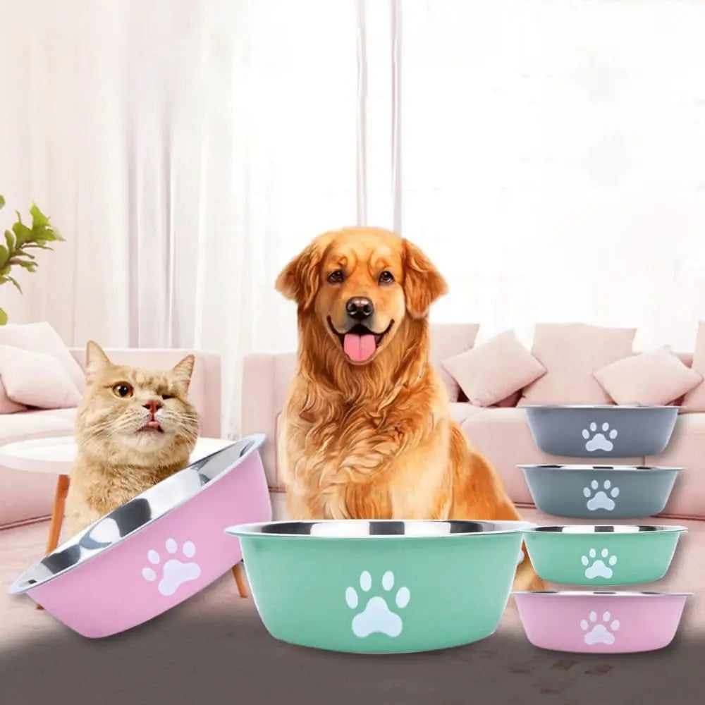 Large Anti-Slip Stainless Steel Double Dog Bowl