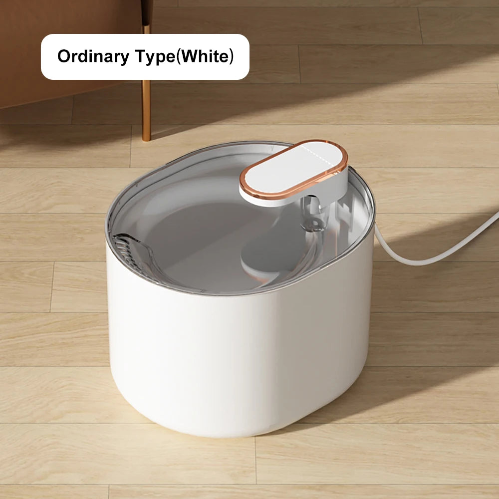 3L auto cat water fountain, white body with clear lid and pump outlet