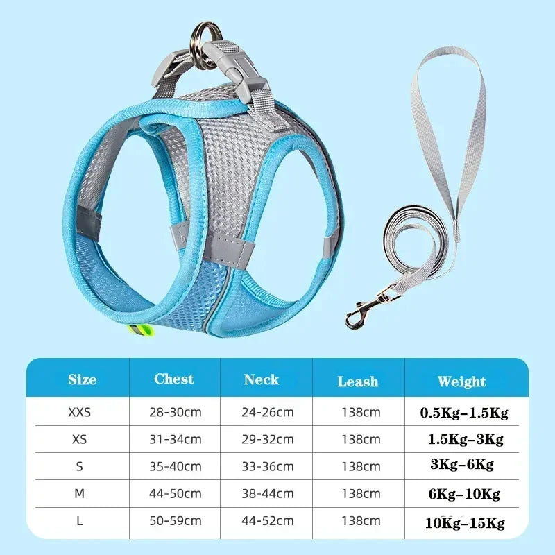 Dog Harness Leash Set Plaid Pattern Cute Adjustable No Pull Vest Small Medium
