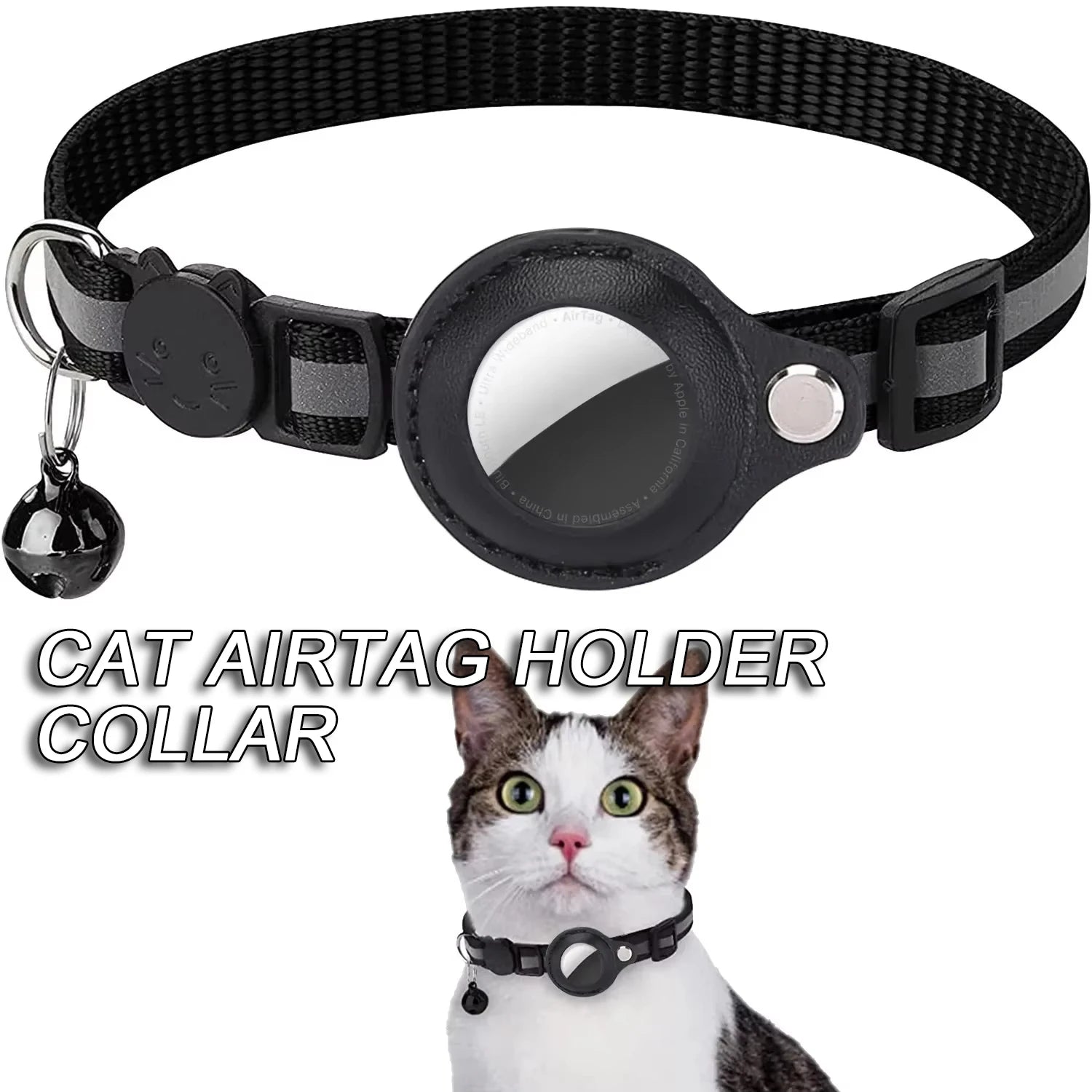 Waterproof Breakaway Cat Collar Bell Reflective AirTag Holder