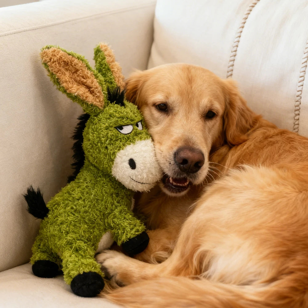Bite-Resistant Donkey Plush Squeaky Toy for Dogs Cats