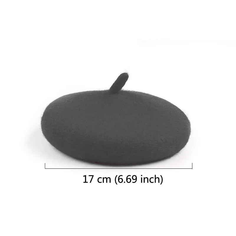 Dark gray felt pet beret hat, 17 cm (6.69 in) shown