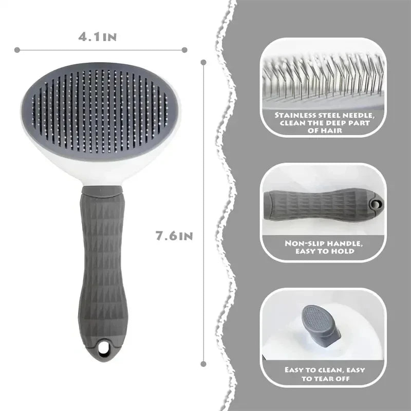 Dematting Grooming Brush Self-Cleaning for Pets